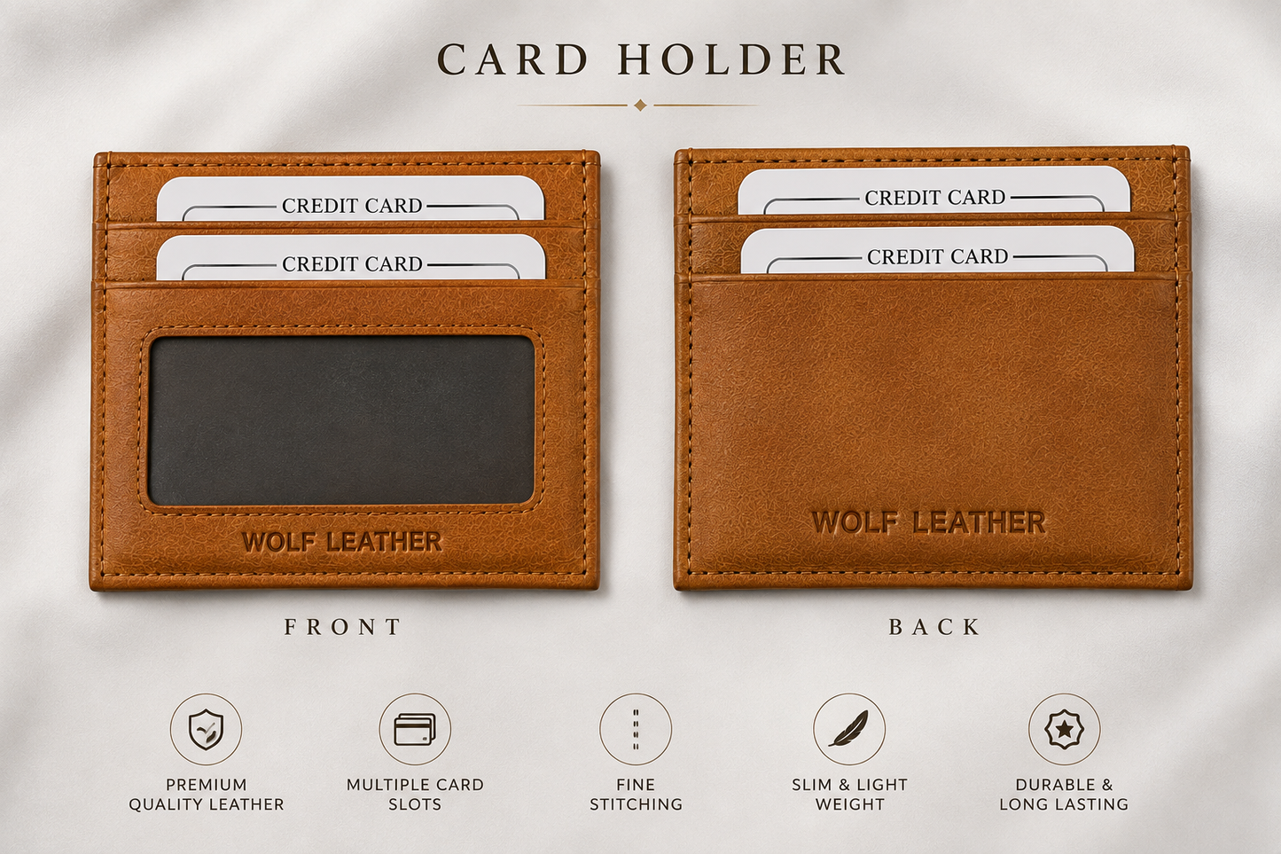 Wolf Leather Premium Slim Card Holder for Men