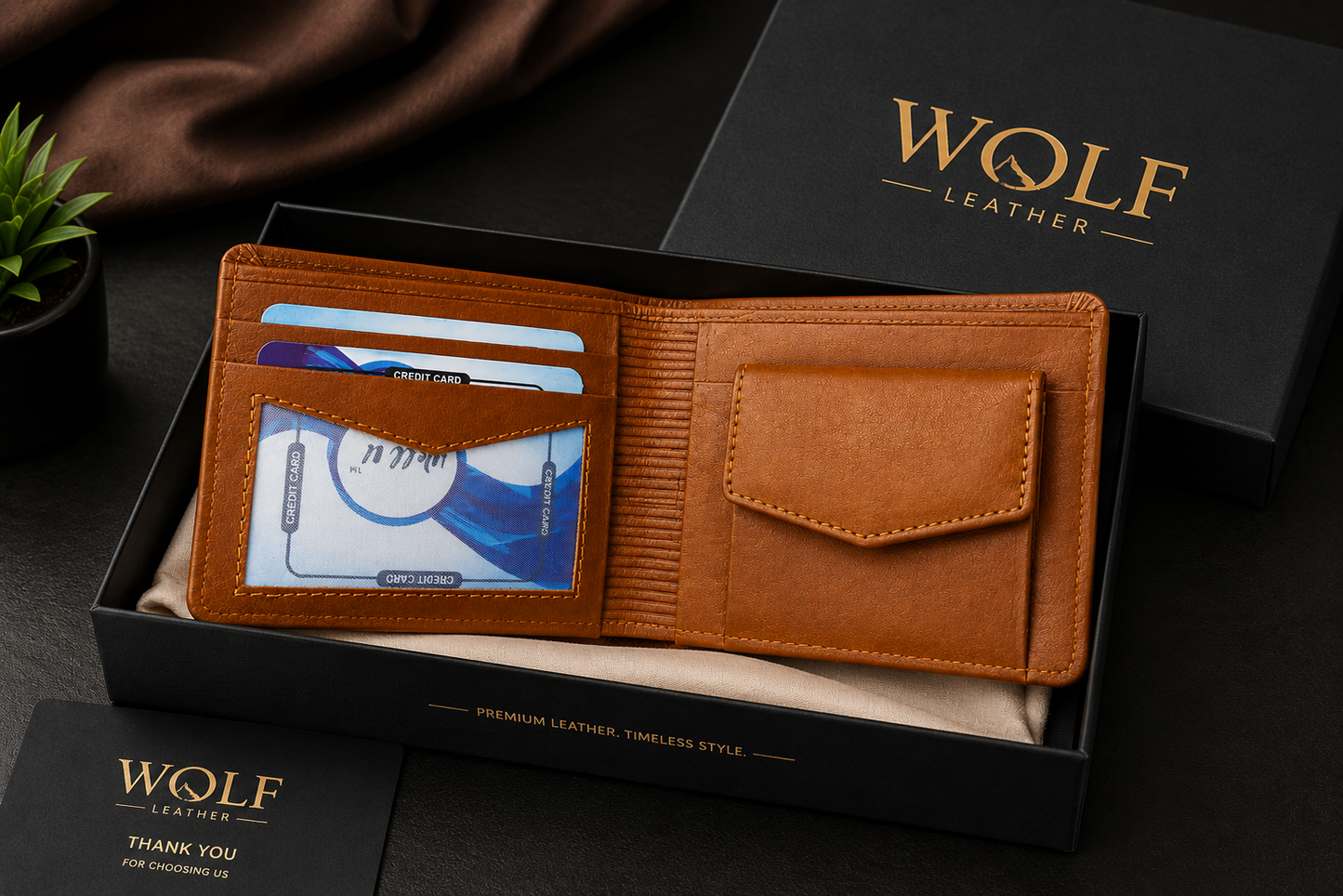 Premium Bifold Wallet with Coin Pocket, ID Window & Multiple Card Slot